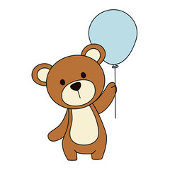 Vector of Cartoon Cute Bear with blue balloon.