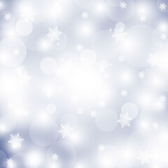 Light blue Vector bokeh background with snowflakes. Vector illustration