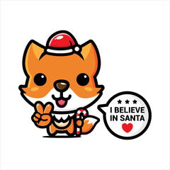 cute fox character wearing santa costume
