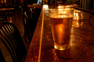 glass of beer in a bar