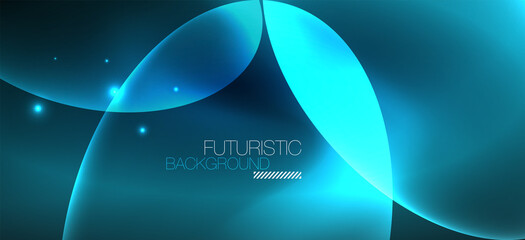 Neon ellipses abstract backgrounds. Shiny bright round shapes glowing in the dark. Vector futuristic illustrations for covers, banners, flyers and posters and other