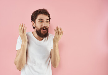 Guy in a white t-shirt emotions thick beard life energy model