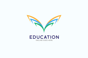 Fototapeta na wymiar Full colour Book Logo, illustration of line book,usable for book store and education logos template design, vector illustration