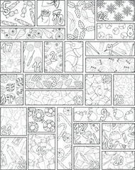Christmas coloring book advent calendar with different patterns