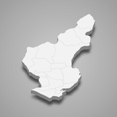 3d isometric map of Adana is a province of Turkey