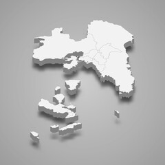 3d isometric map of Attica is a region of Greece