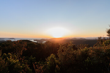 横山山頂から見た夕日（横山展望台）三重県志摩市　Yokoyama Observatory Mie-ken Shima-city