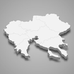 3d isometric map of Central Macedonia is a region of Greece