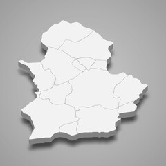 3d isometric map of Corum is a province of Turkey