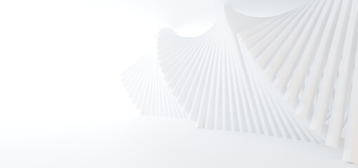 Fototapeta premium Luxury white abstract architectural minimalistic background. Contemporary showroom. Modern exhibition stand. Empty gallery. Backlight. Polygonal Graphic Design. 3D illustration and rendering.