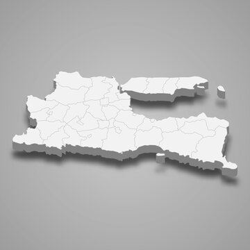 3d isometric map of East Java is a province of Indonesia