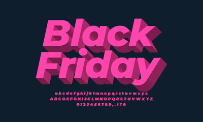 black friday text light pink 3d font effect or text effect design