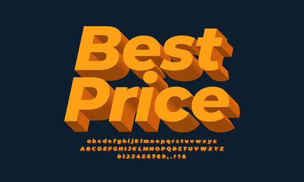 Best price font text 3d orange modern