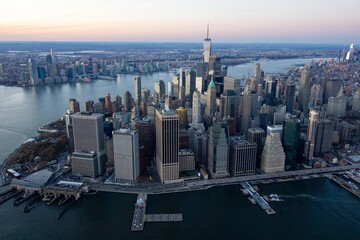 Aerial view of lower Manhattan from helicopter  