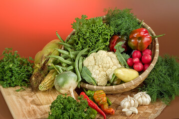 Basket And Vegetables