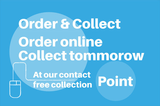 Order and collect contact free collection point vector illustration on a blue background