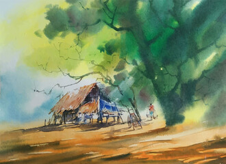 watercolor painting of a house