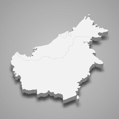 Obraz premium 3d isometric map of Kalimantan is a island of Indonesia