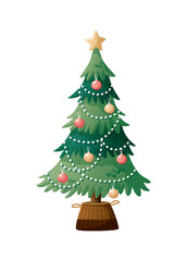 Christmas tree isolated on white background.