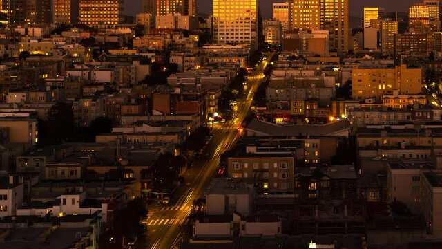 San Francisco Downtown Sunset Time Lapse California St from Nob Hill California USA