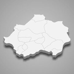 3d isometric map of Kutahya is a province of Turkey