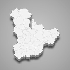 3d isometric map of Kyiv oblast is a region of Ukraine