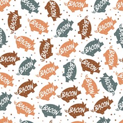 Bacon and Happy Party Abstract Vector Illustration Seamless Pattern