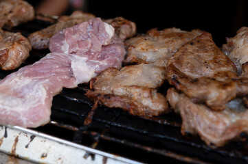 Grilled pork in charcoal turtle
