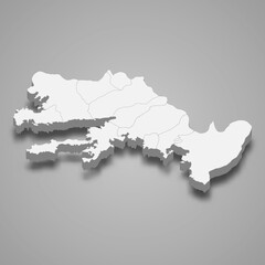 Obraz premium 3d isometric map of Mugla is a province of Turkey