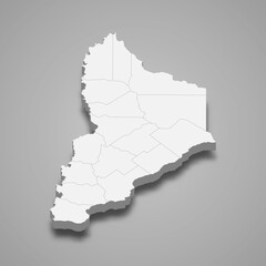3d isometric map of Neuquen is a province of Argentina