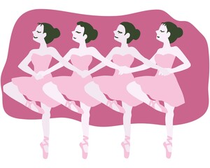 Beautiful Pink Ballerinas Flat Vector Illustration Background