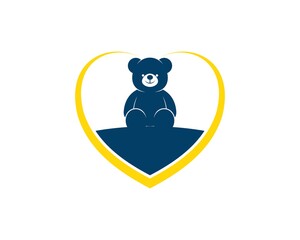 Abstract love shape with teddy bear inside