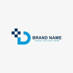 Letter D and cross logo design vector. Monogram D logo symbol.