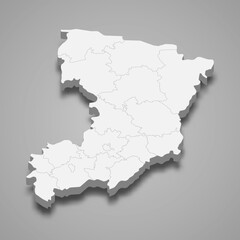 3d isometric map of Rivne oblast is a region of Ukraine