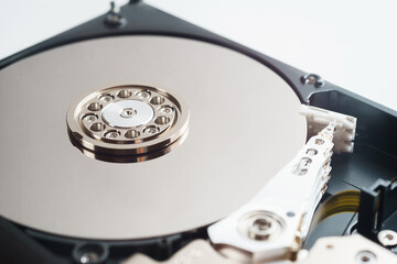 Macro photography: detail inside a hard drive, storage device.