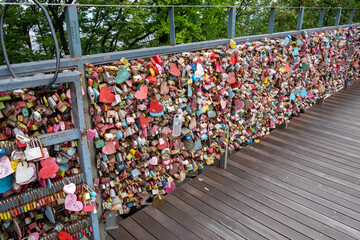 fence in the park and lock