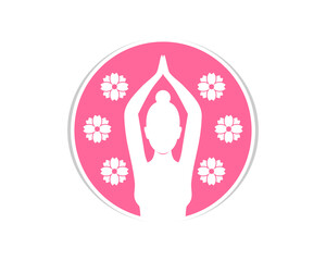 Woman yoga inside the pink circle