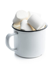 White sweet marshmallows candy in cup.