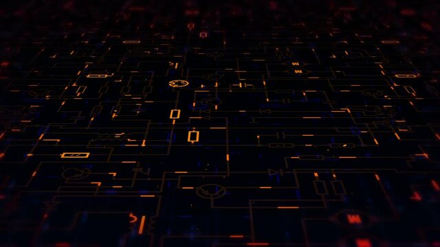 Electronic Diagram video background. 10 - seconds loop