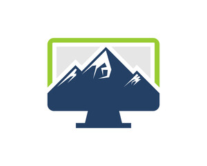 Blue mountain inside the computer logo