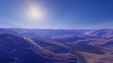 Fototapeta na wymiar alien planet landscape, view from a beautiful planet, beautiful space background