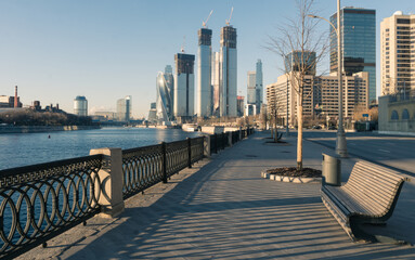 Fototapeta premium View of Krasnopresnenskaya embankment