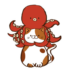 多幸猫　タコと猫　カラー