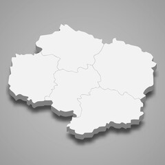 Obraz premium 3d isometric map of Vysocina is a region of Czech Republic
