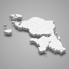 3d isometric map of West Papua is a province of Indonesia