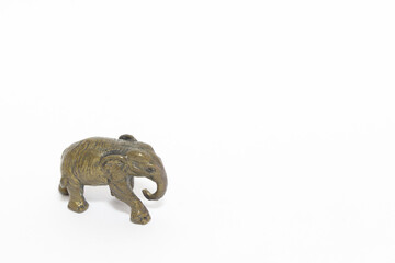 Brass Elephant on white background.