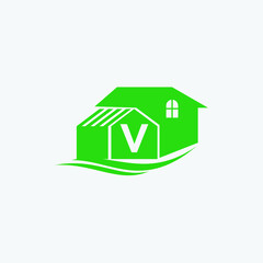 Letter V and home logo design template