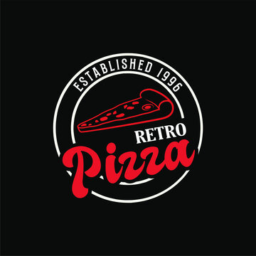 outline pizza logo concept template for fast food restaurant and cafe brand
