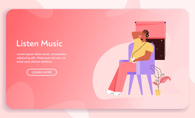 Vector banner of Listen Music concept