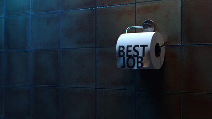 bad job lettering on toilet paper in toilet